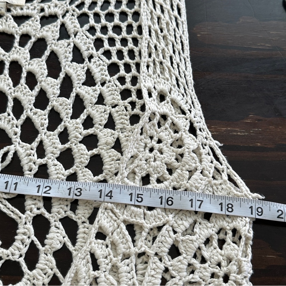 Umgee Crochet Fringe Ivory cardigan sweater size L - Picture 9 of 11